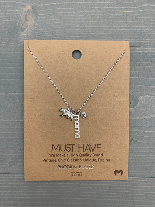 Mama Bear Charm Necklace