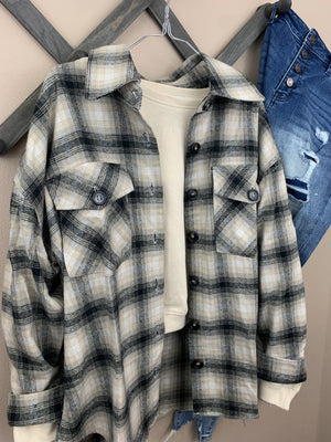 Take Me Away Taupe Flannel
