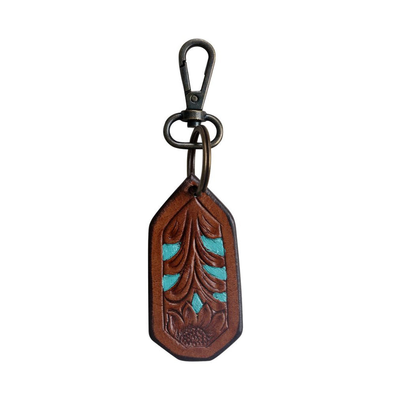 Turquoise Leather Keychain