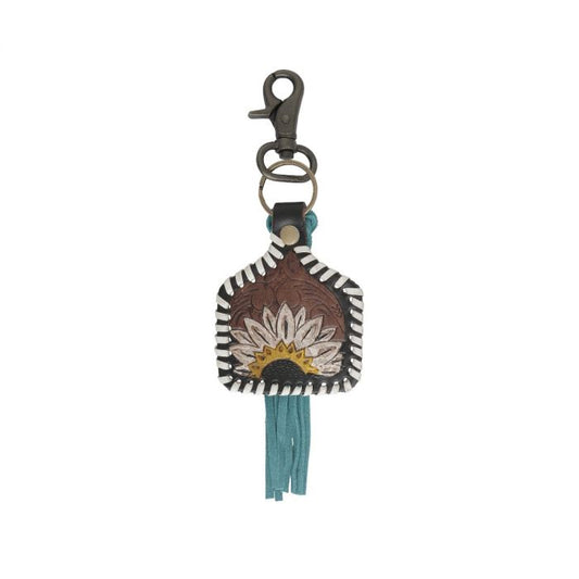 Stitched Floral Key Fob